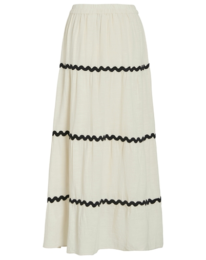 Vila - Manda Wavy Maxi Nederdel - Birch/Black